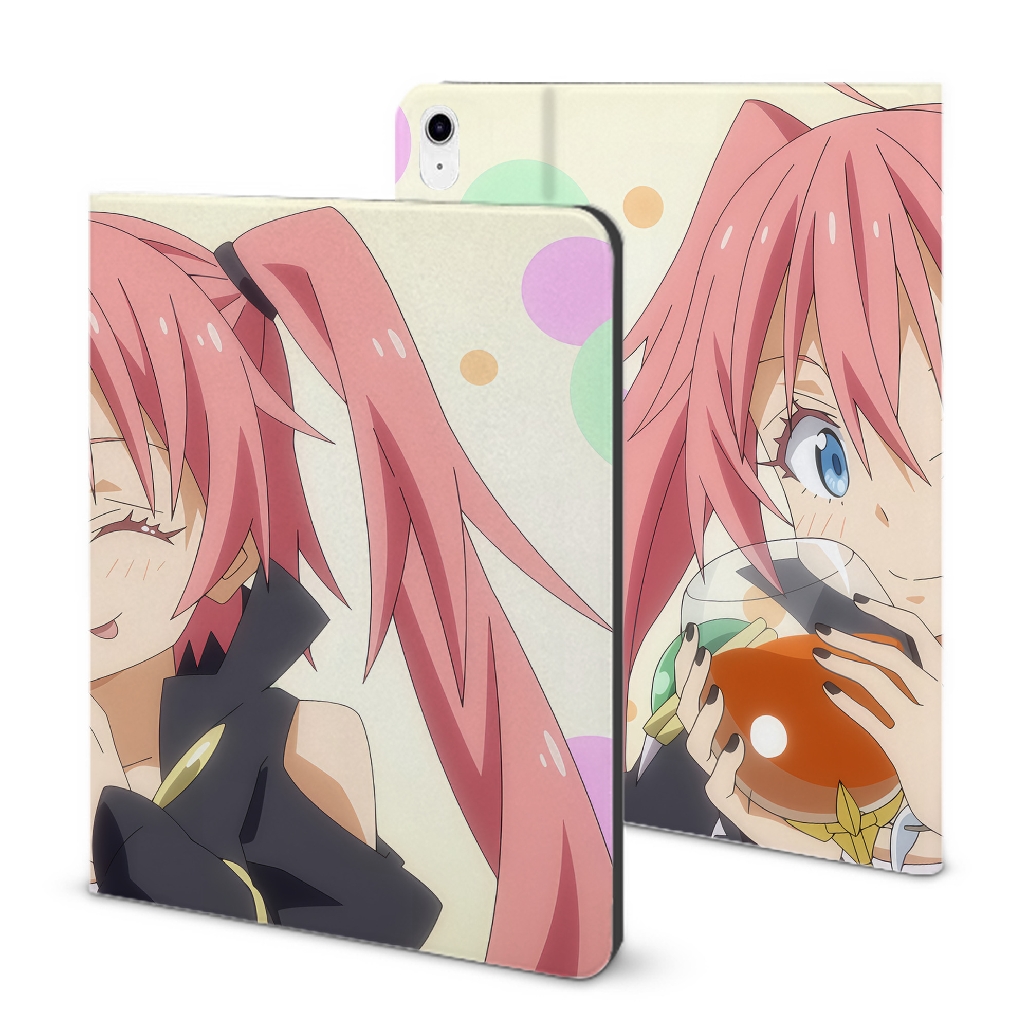 （画像用） 転スラ Regarding Reincarnated to Slime IPad ケース ブック型 PUレザー TPU 耐衝撃 軽量 薄型 ペン収納なし 全面保護 IPad 各モデル対応